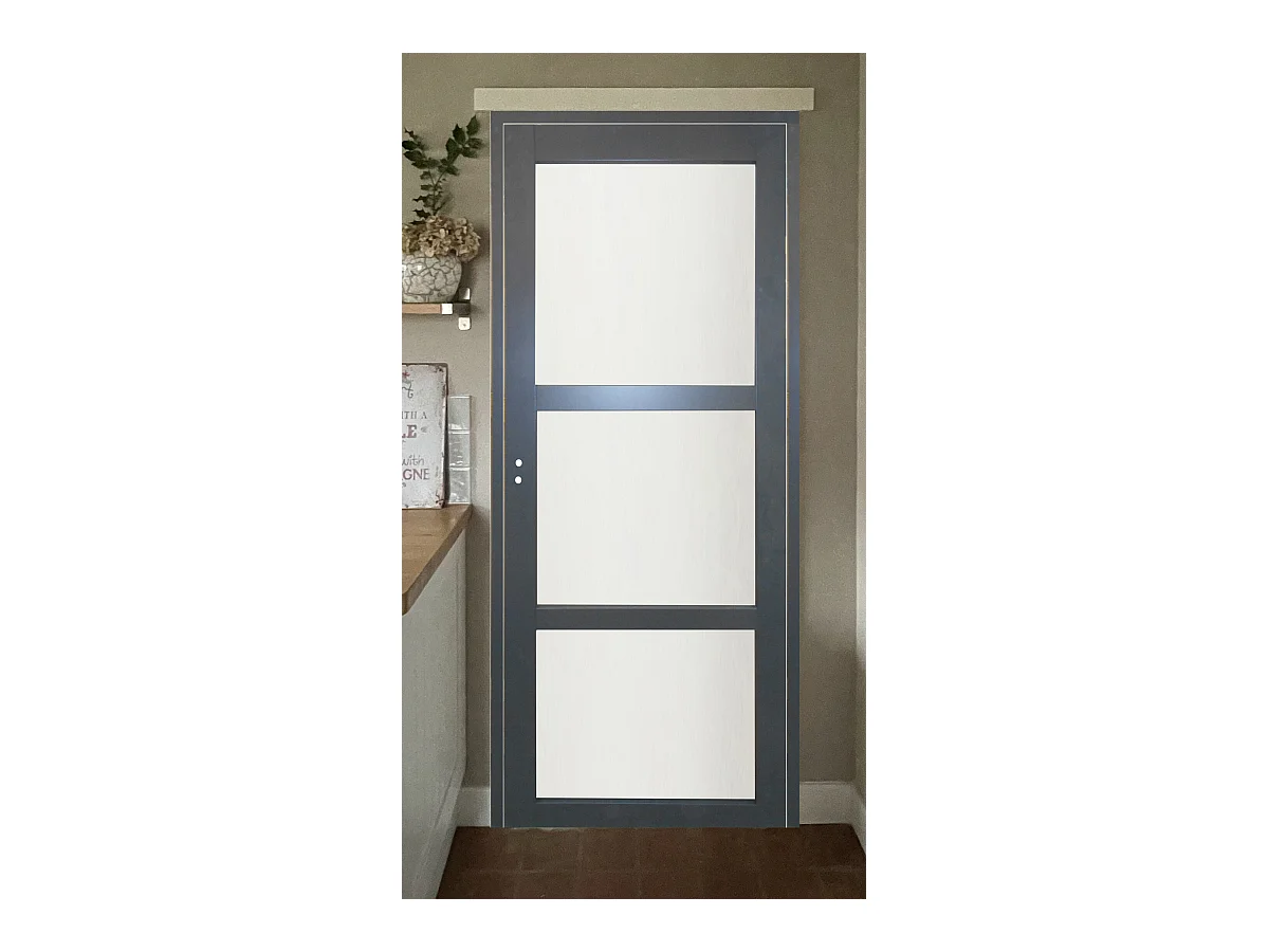 Gd Menuiseries Blakeria Ral7016 Glazen Deurblok H204 X L73 Rechts Duwzijpaneel + Handgreep