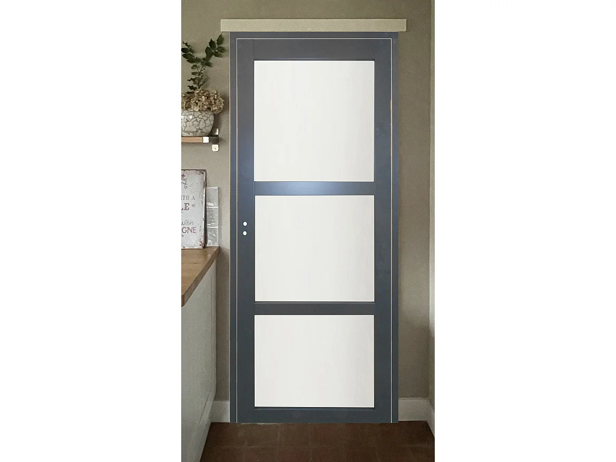 Bloc Porte Blakeria Ral7016 Vitree H204 X L73 Poussant Droite Cotes Tableau +poignee Gd Menuiseries