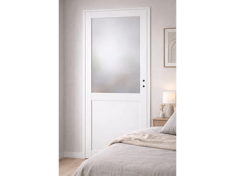Bloque de puerta Athena BLANCO H204 x L83 empujando hacia la izquierda Tabla de dimensiones