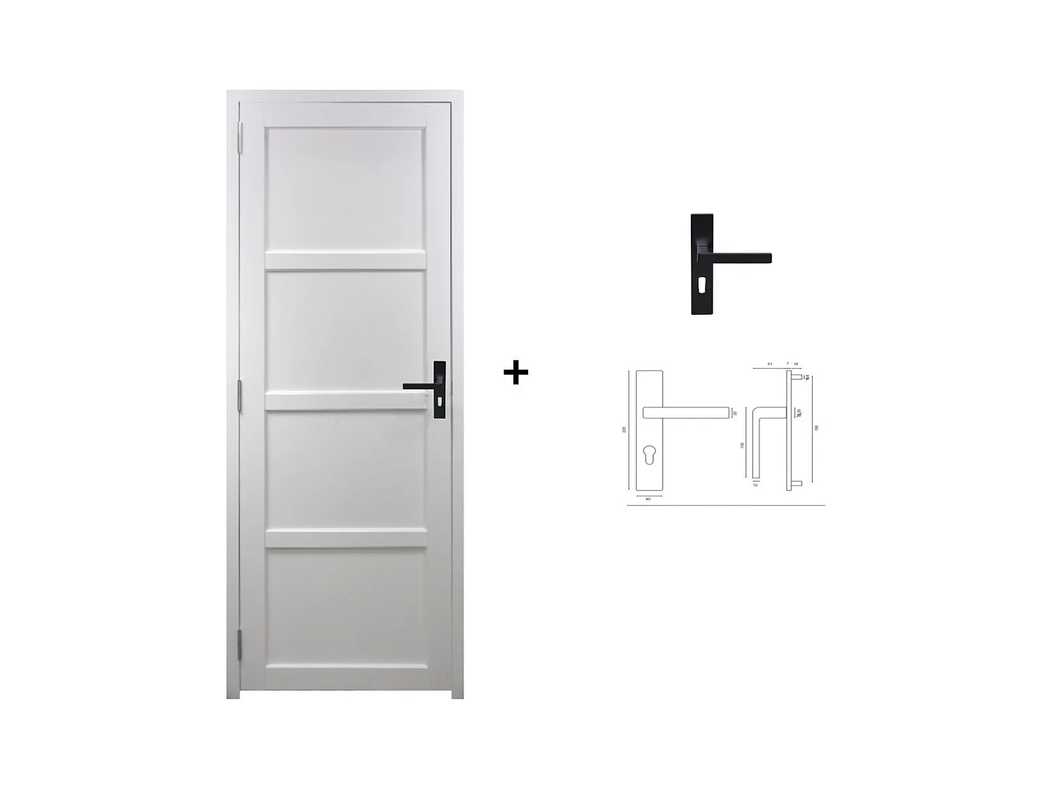 Bloc Porte Tamera Blanc H204 X L73 Poussant Droite Cotes Tableau +poignee Gd Menuiseries