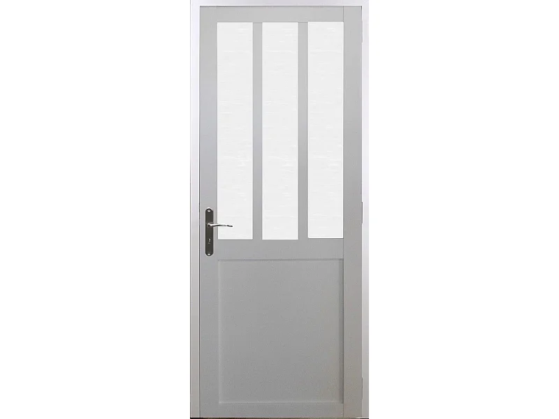 Bloc Porte Atelier Blanc Vitre Depoli H204 X L83 Poussant Droite Cotes Tableau Gd Menuiseries