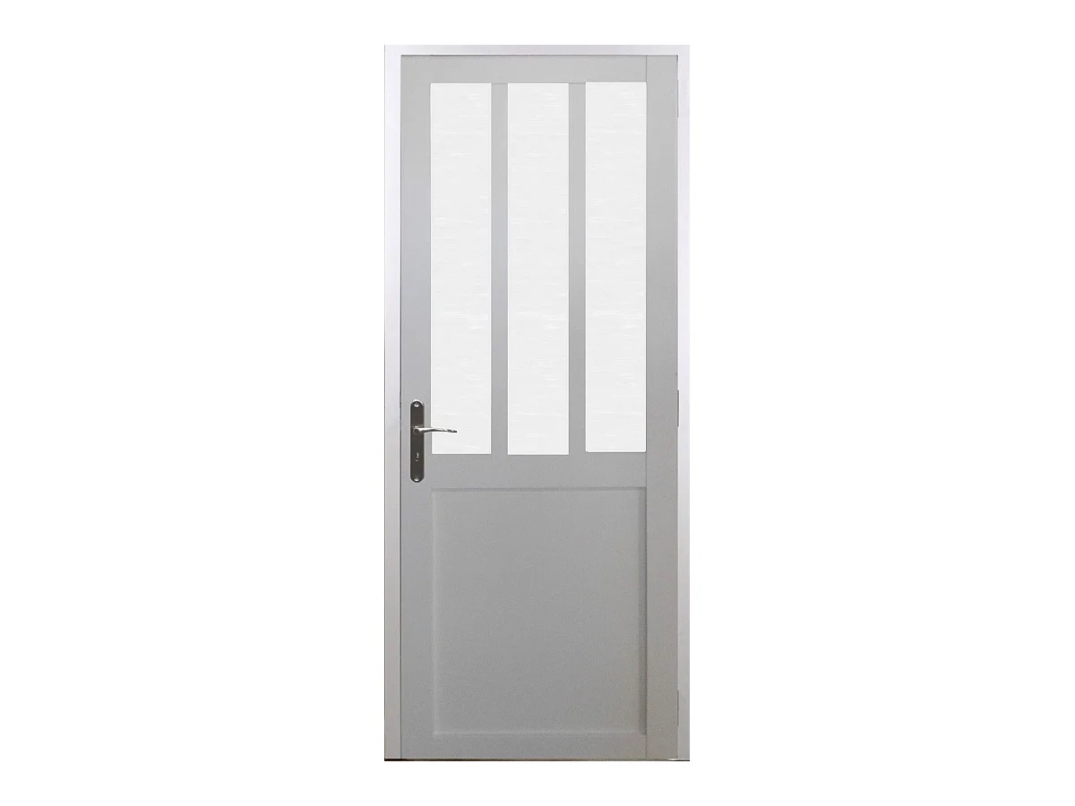 Bloc Porte Atelier Blanc Vitre Depoli H204 X L83 Poussant Droite Cotes Tableau Gd Menuiseries