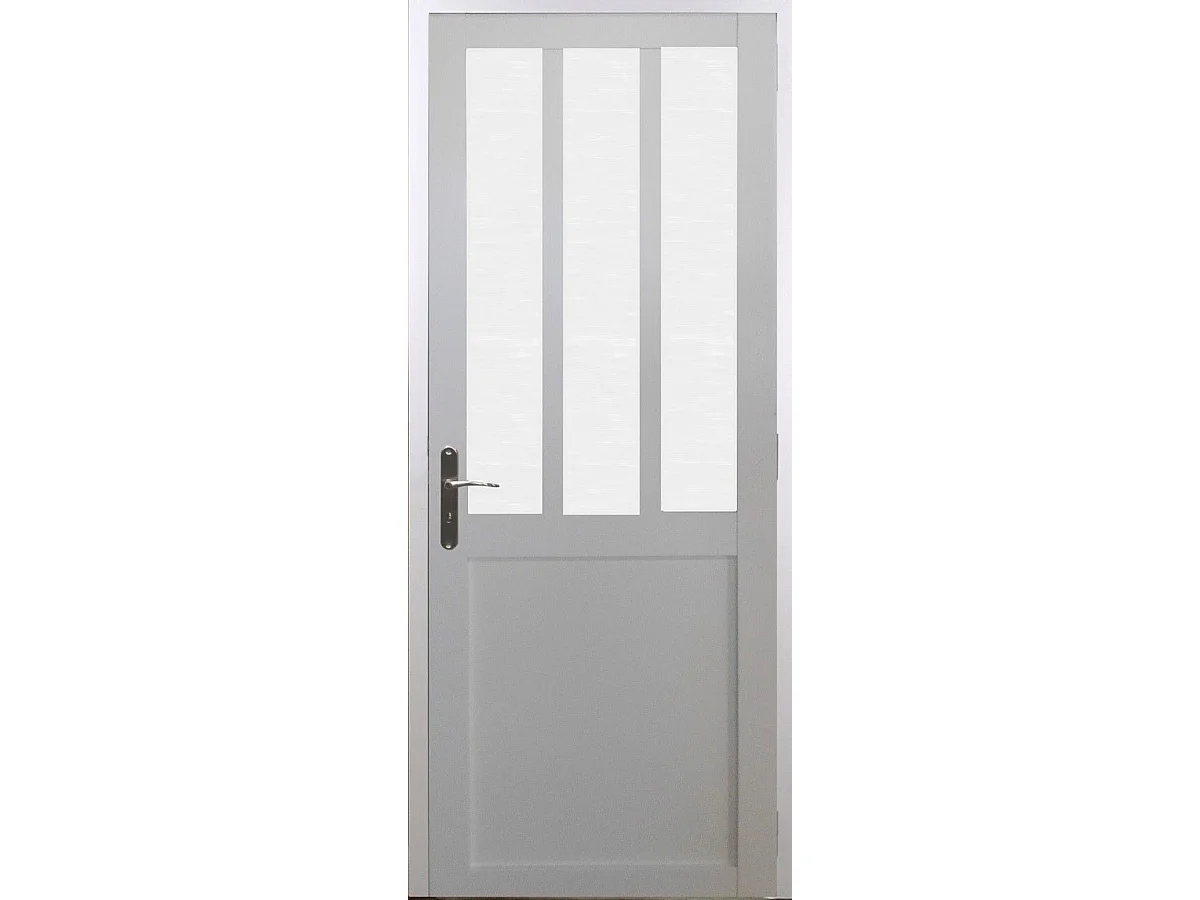 Blocco porta officina BIANCO vetro satinato H204 x L83 spingendo a destra Dimensioni tavolo