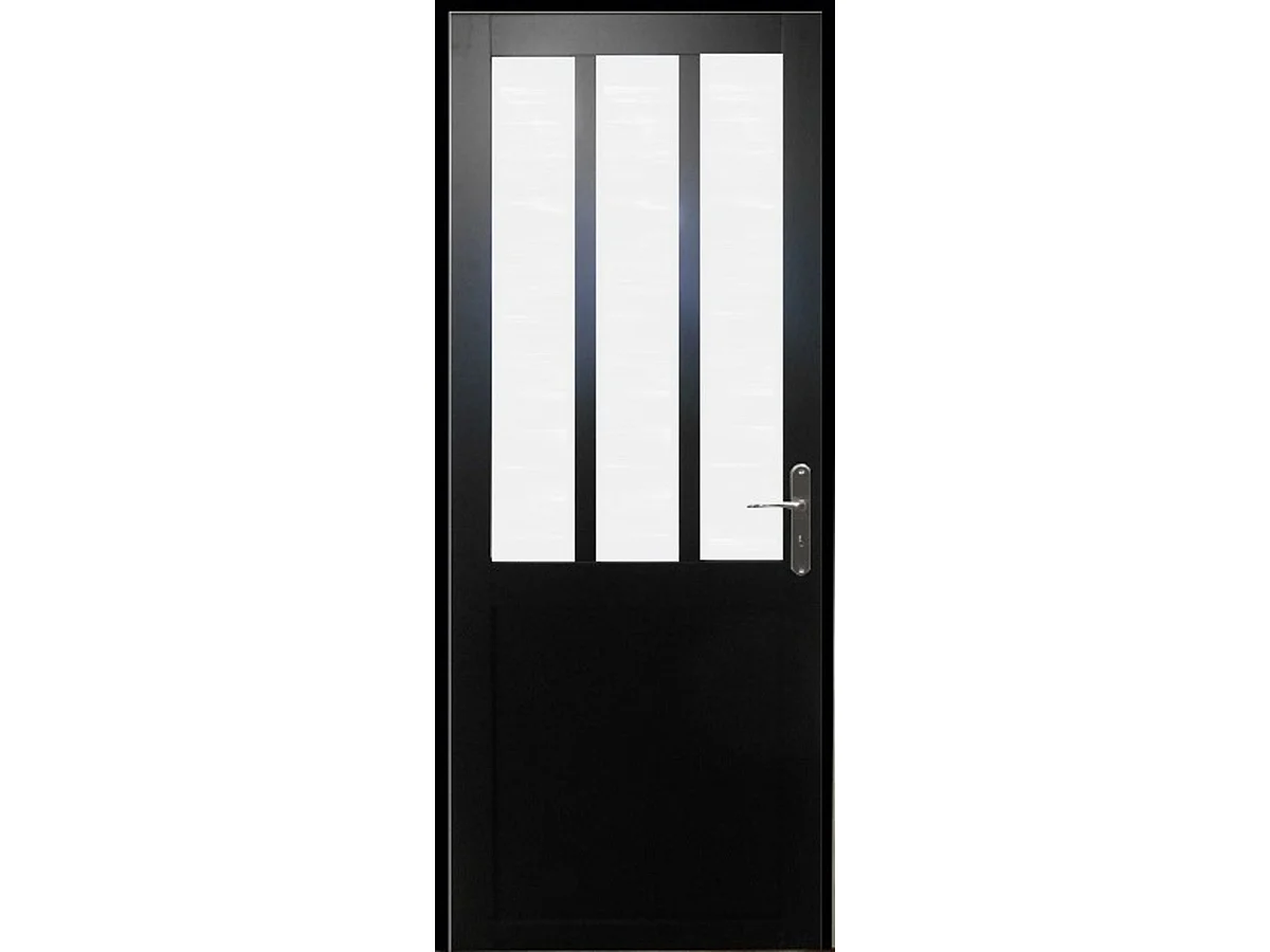 Blocco porta officina in vetro satinato nero H204 x L73 Tabella dimensioni spingendo a sinistra