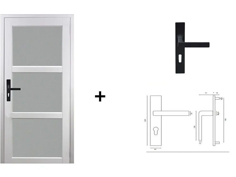 Bloc Porte Kenya Blanc Vitre H204 X L73 Poussant Droite Cotes Tableau +poignee Gd Menuiseries