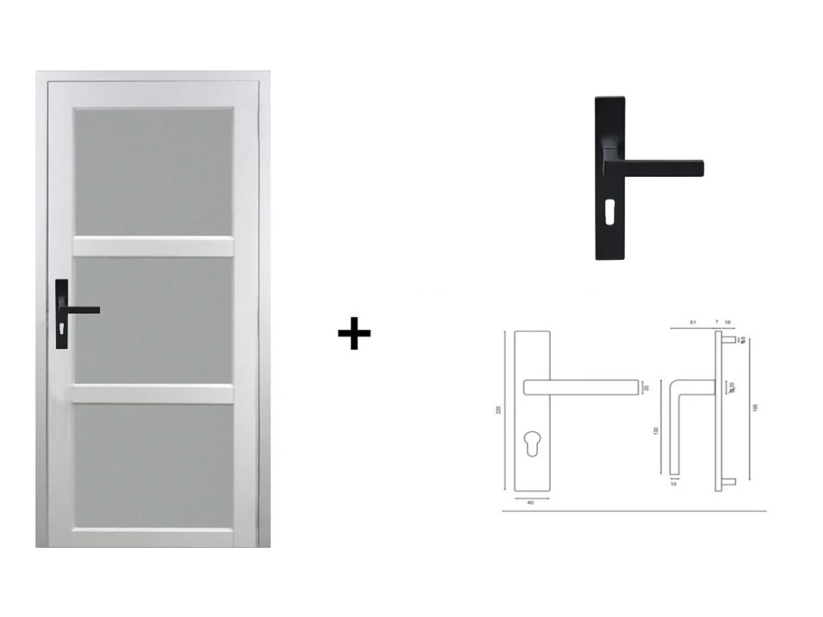 Bloc Porte Kenya Blanc Vitre H204 X L73 Poussant Droite Cotes Tableau +poignee Gd Menuiseries