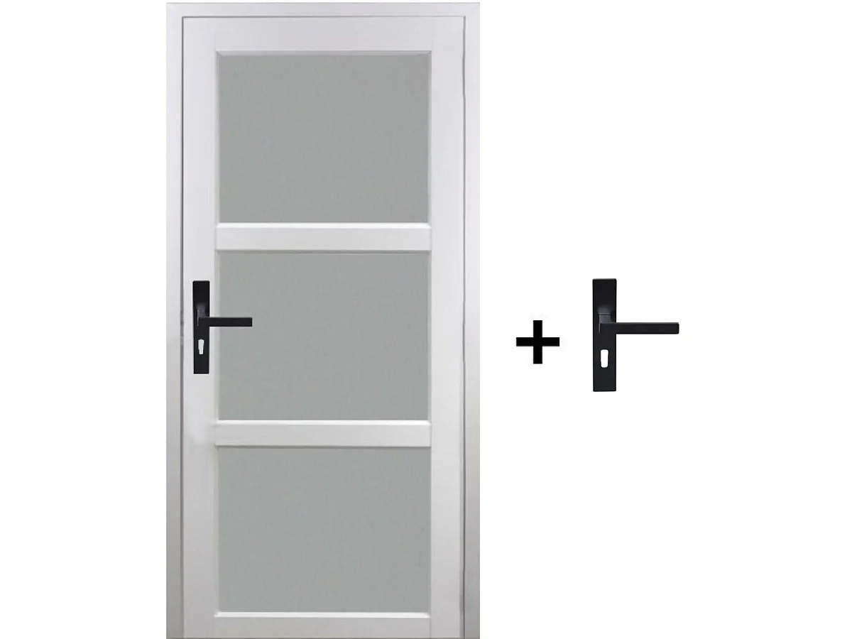 Blocco Porta Kenya Vetro Bianco H204 x L73 Pannello Lati Sx Spinta + Maniglia