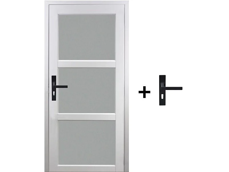 Bloc Porte Kenya Blanc Vitre H204 x L73 Poussant Droite Cotes Tableau +Poignee