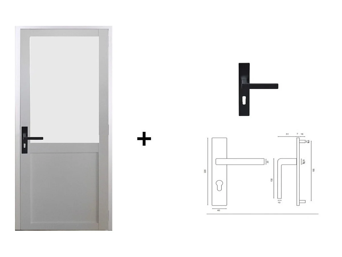 Bloc Porte Athena Blanc H204 X L73 Poussant Droite Cotes Tableau +poignee Gd Menuiseries