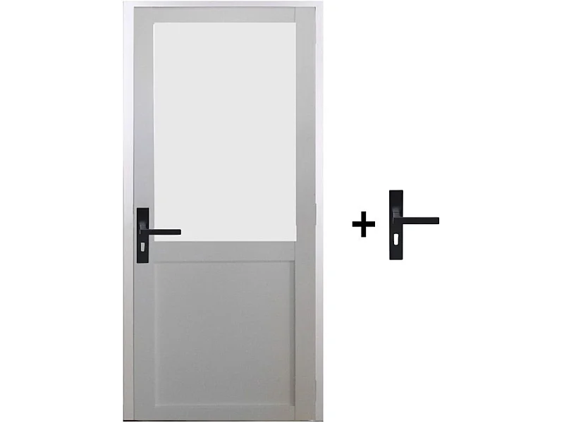 Bloc Porte Athena Blanc H204 X L73 Poussant Droite Cotes Tableau +poignee Gd Menuiseries