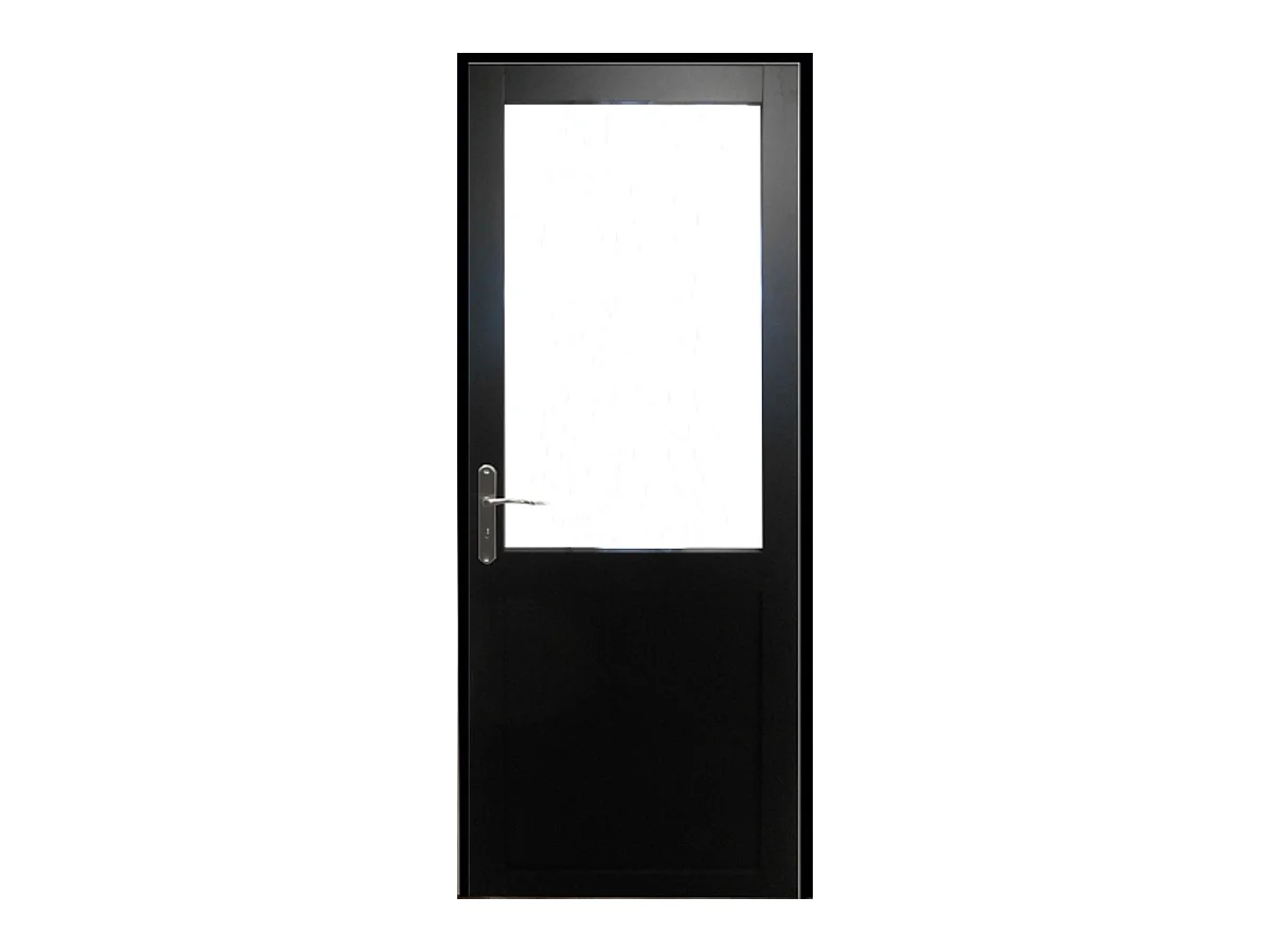 Bloc Porte Atelier Noir Sans Meneau H204 X L73 Poussant Droite Cotes Tableau Gd Menuiseries