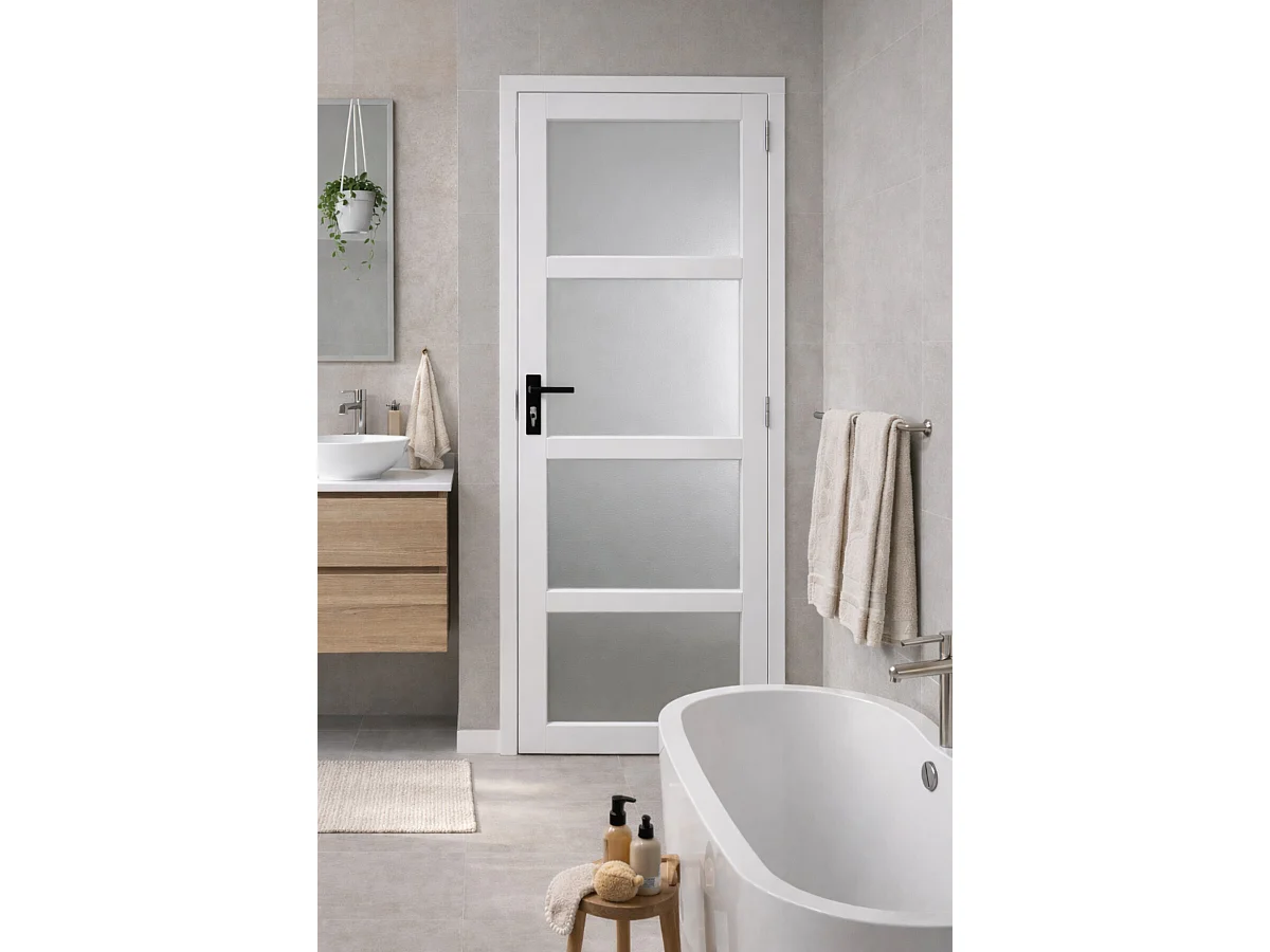 Bloc Porte Tana Vitrée Blanc H204 X L73 Côte Tableau P.gauche, Poignee Gd Menuiseries