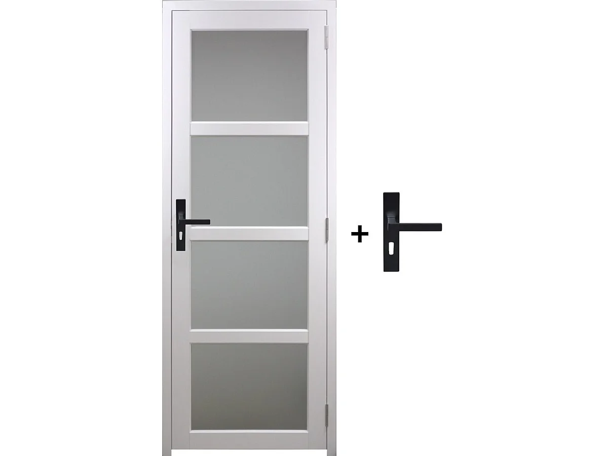 Bloc Porte Tana Vitrée Blanc H204 X L73 Côte Tableau P.gauche, Poignee Gd Menuiseries