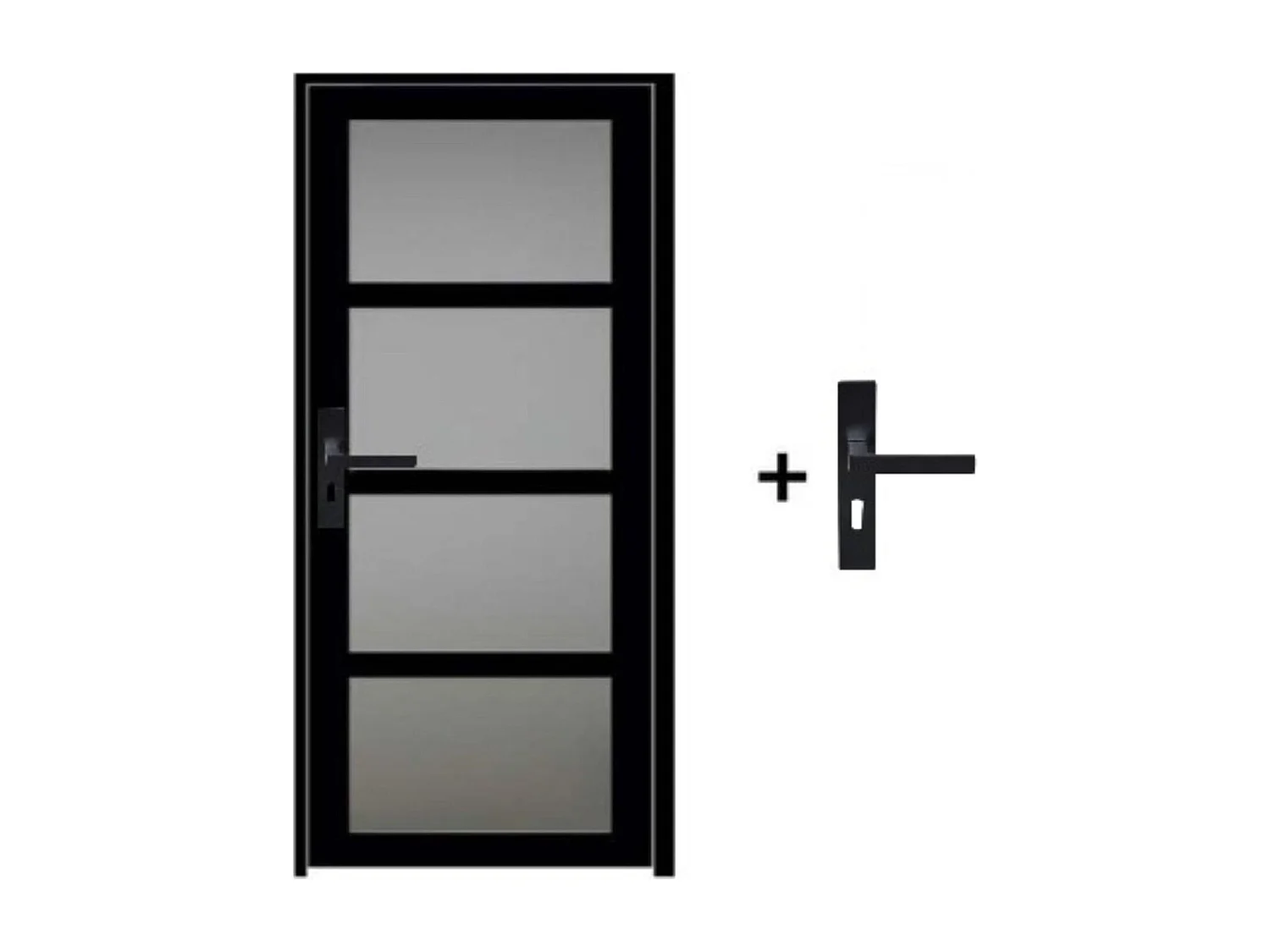 Bloque Puerta Telia Negra con Cristal H204 x L83 cm, Costado Tablero P. derecha, manija GD MENUISERIES