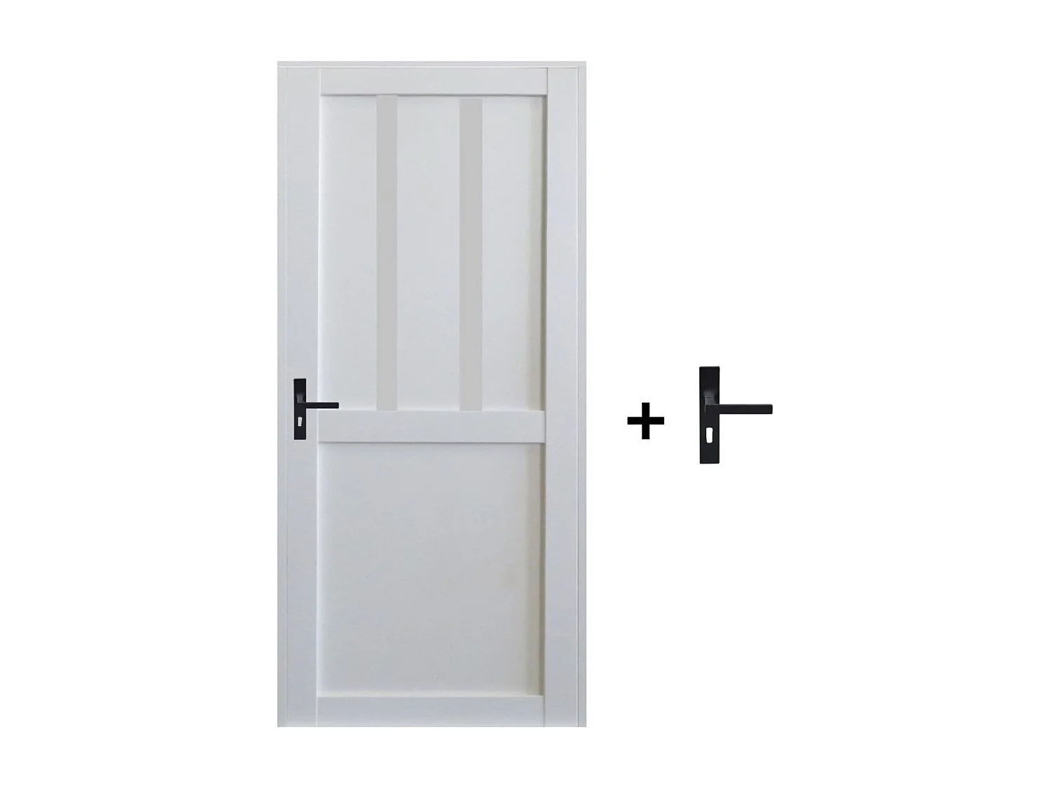 Blocco Porta Officina 2 Pannelli Bianco H204 x L83 Pannello Costole Spingendo Destra + Maniglia