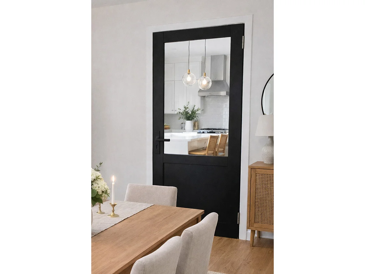 Blocco porta officina nero senza montante H204 x L83 Dimensioni tavolo a spinta sinistra + maniglia