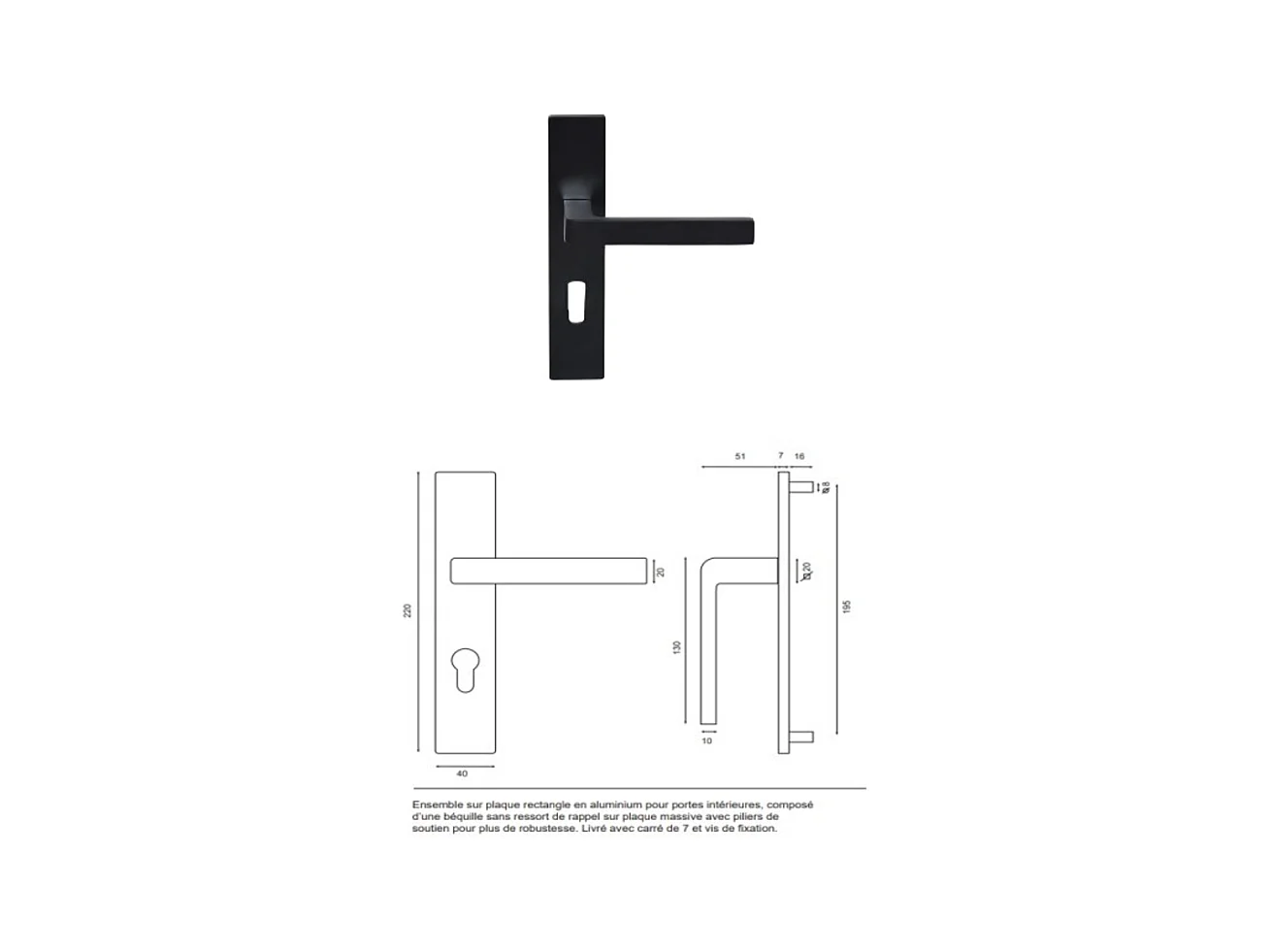 Bloc Porte Atelier Noir H204 X L73 Poussant Droite Cotes Tableau +poignee Gd Menuiseries