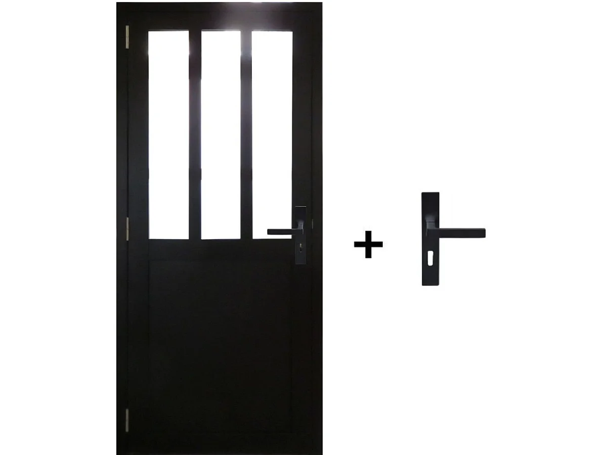 Bloque de puerta de taller negro H204 x L73 Panel lateral de empuje derecho + manija