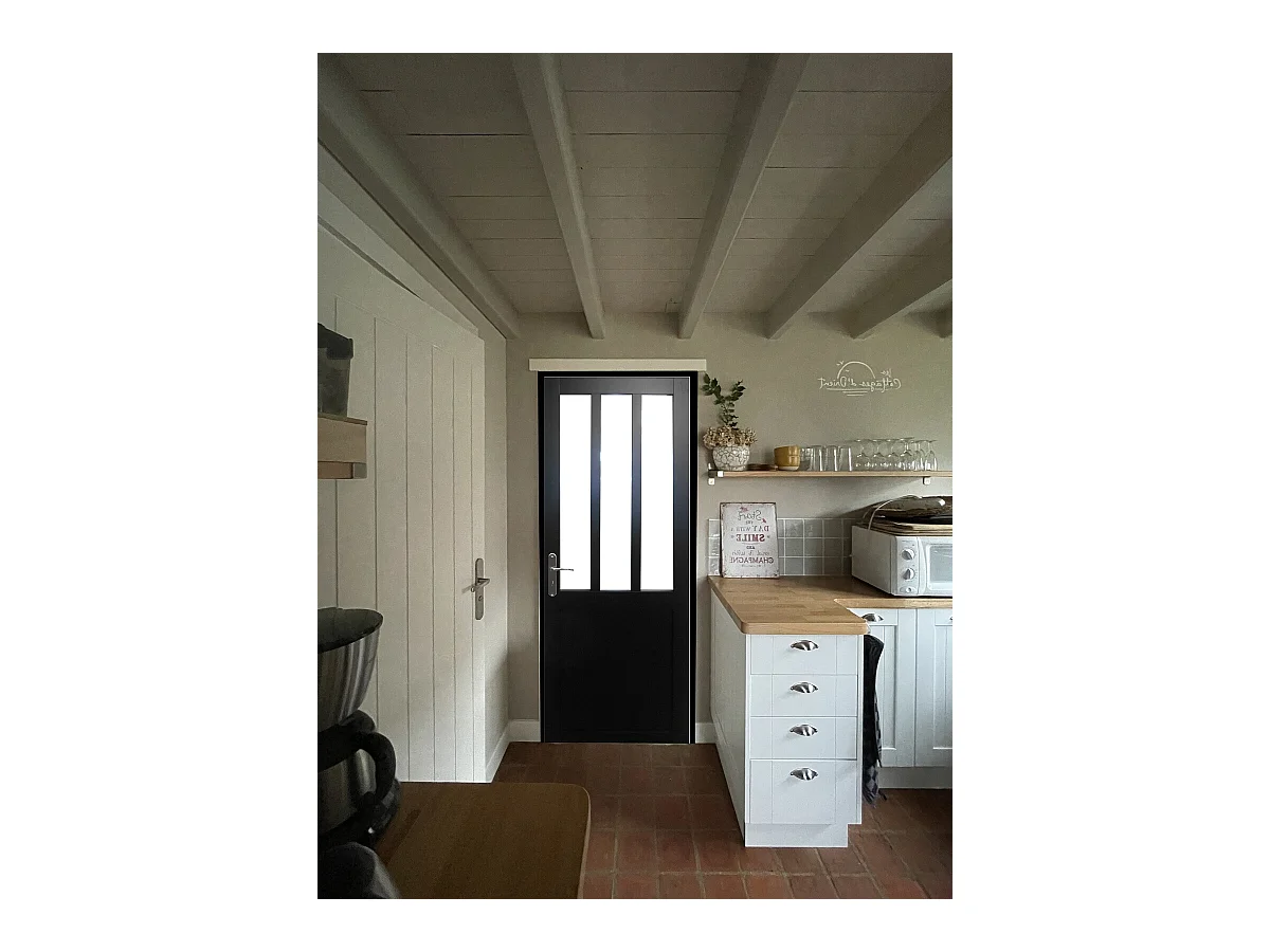 Gd Menuiseries Werkplaatsdeurblok Zwart Matglas H204 X L73 Duwende Rechter Tafelafmetingen