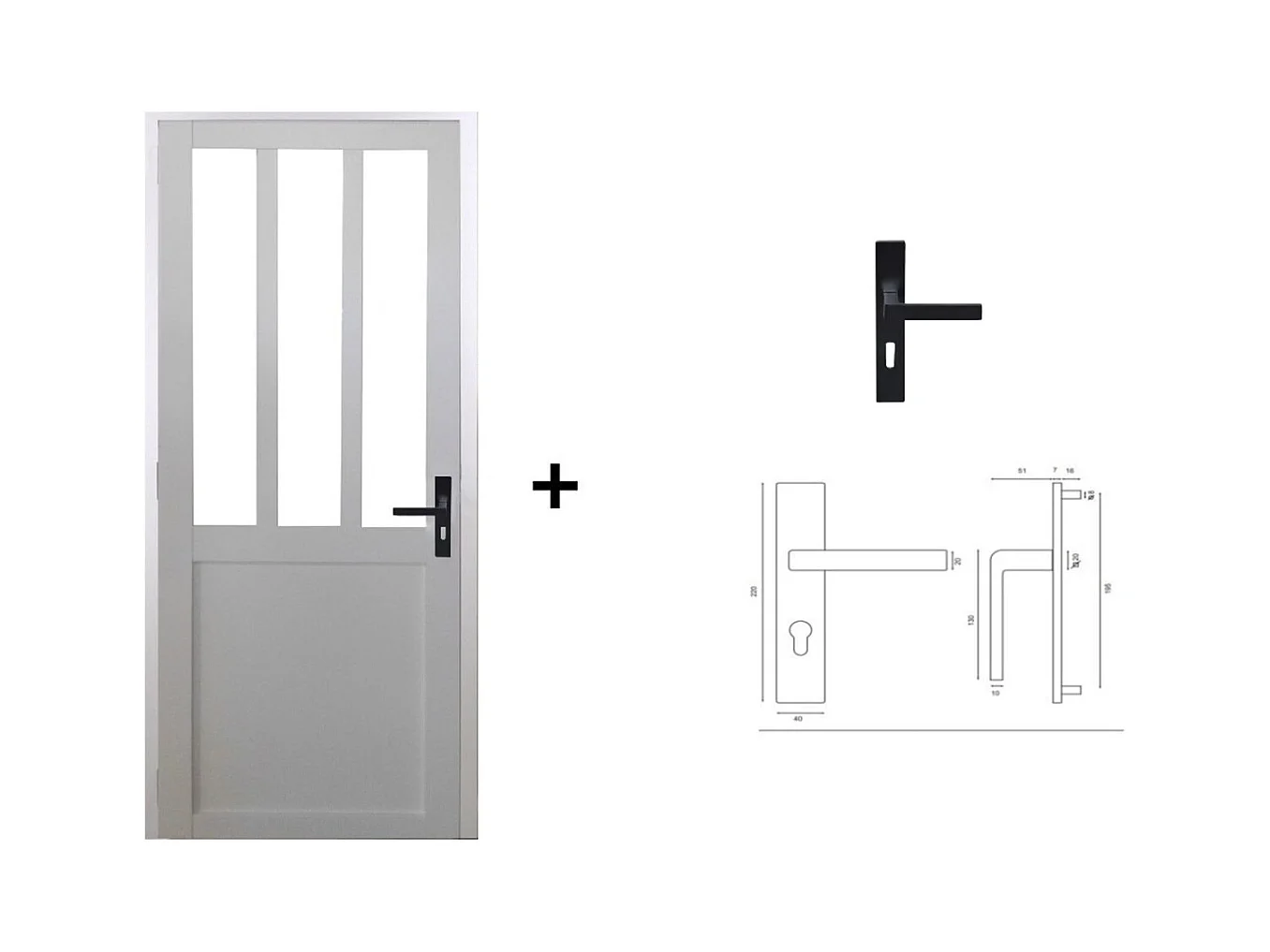 Bloc Porte Atelier Blanc H204 X L83 Poussant Gauche Cotes Tableau +poignee Gd Menuiseries