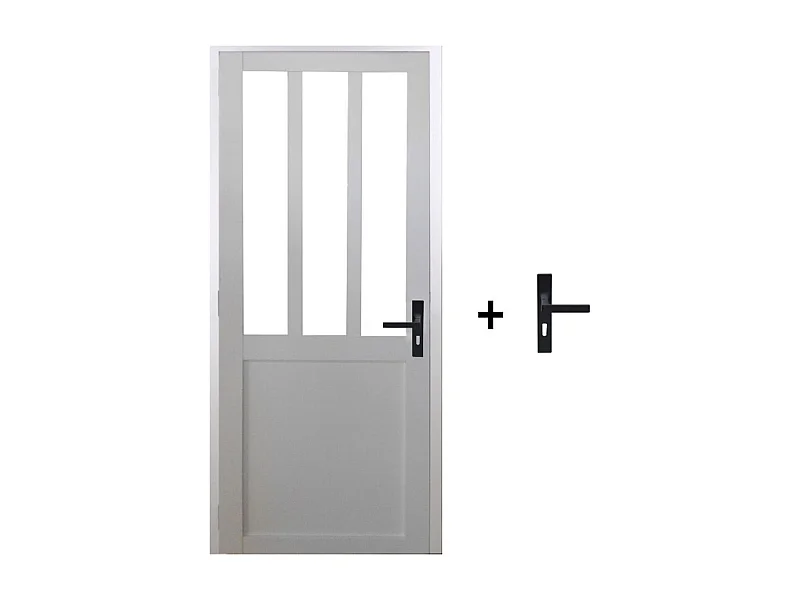 Bloc Porte Atelier BLANC H204 x L83 Poussant Gauche Cotes Tableau +Poignee