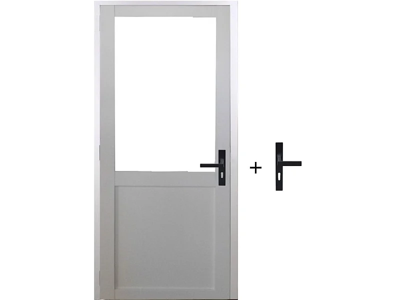 Bloc Porte Atelier Blanc Sans Meneau H204 X L73 Poussant Gauche Cotes Tableau +poignee Gd Menuiseries