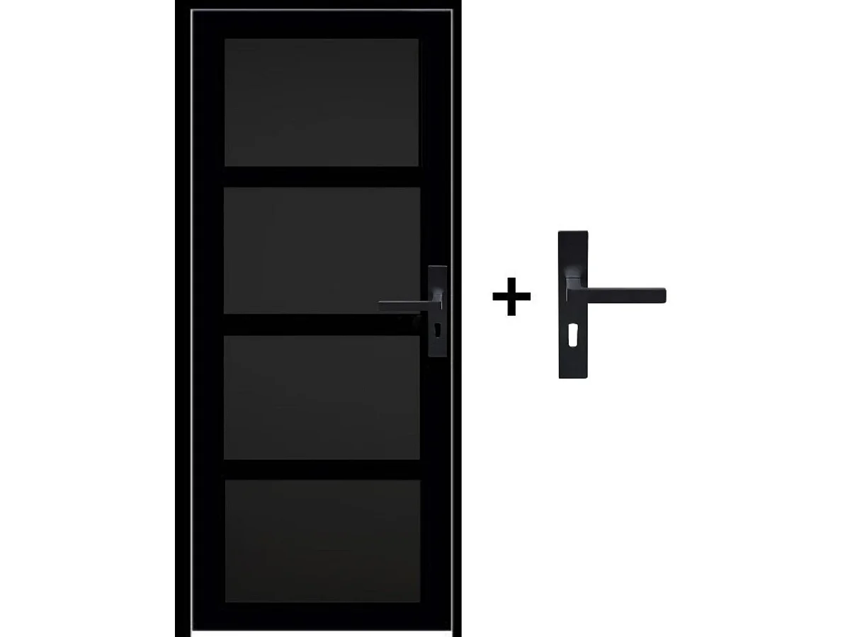 Telia Black Door Block 4 Pannelli H204 x L83 Dimensioni Pannello di Spinta Sinistro + Maniglia