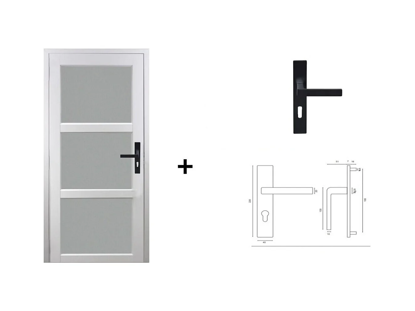 Bloc Porte Kenya Blanc Vitre H204 X L73 Poussant Gauche Cotes Tableau +poignee Gd Menuiseries
