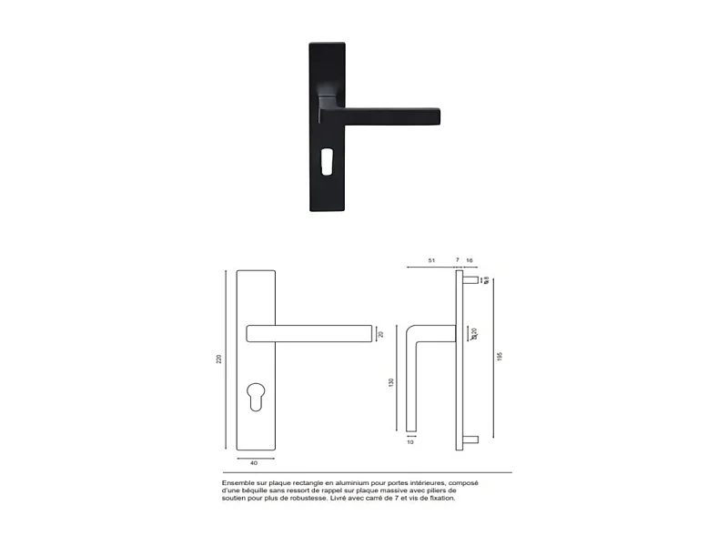 Bloc Porte Athena Noir H204 X L73 Poussant Droite Cotes Tableau +poignee Gd Menuiseries
