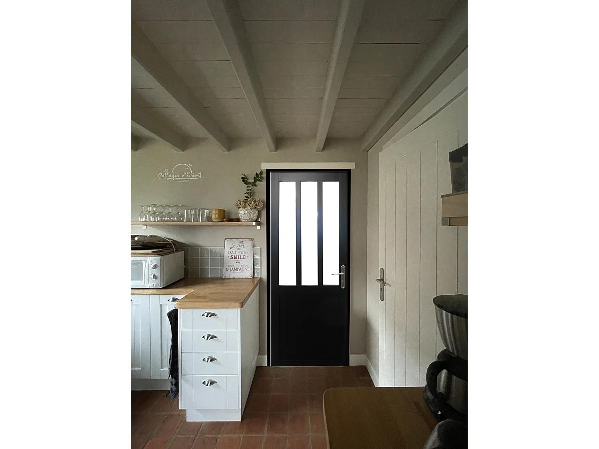 Bloc Porte Atelier Noir Vitre Depoli H204 X L83 Poussant Gauche Cotes Tableau +poignee Gd Menuiseries