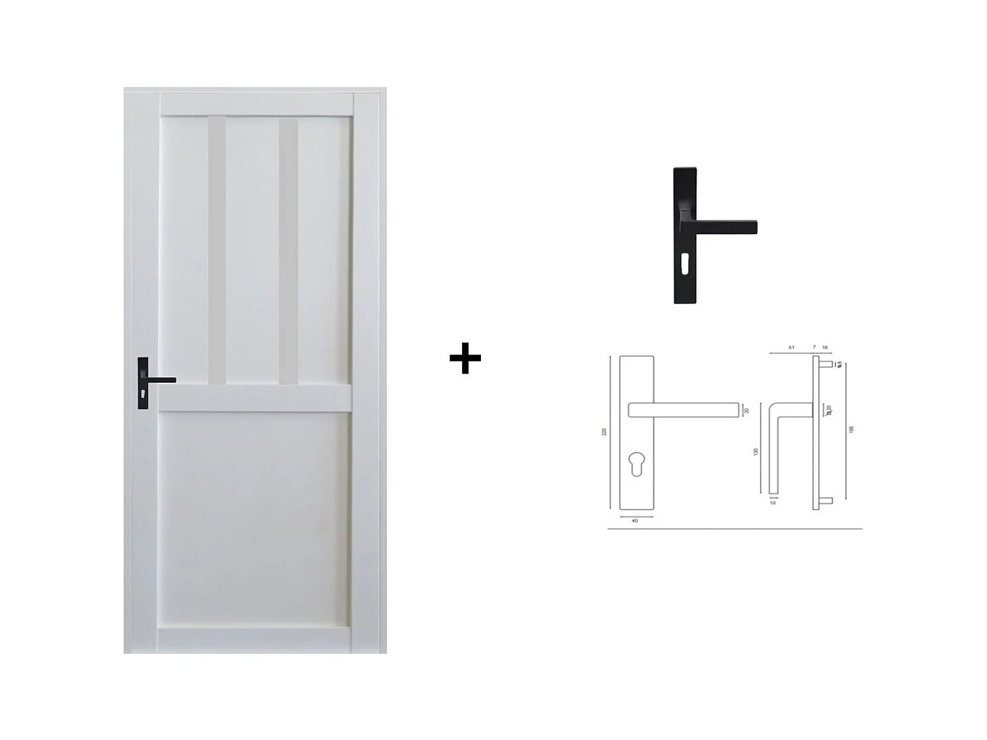 Bloc Porte Atelier 2 Panneaux Blanc H204 X L73 Poussant Droite Cotes Tableau +poignee Gd Menuiseries