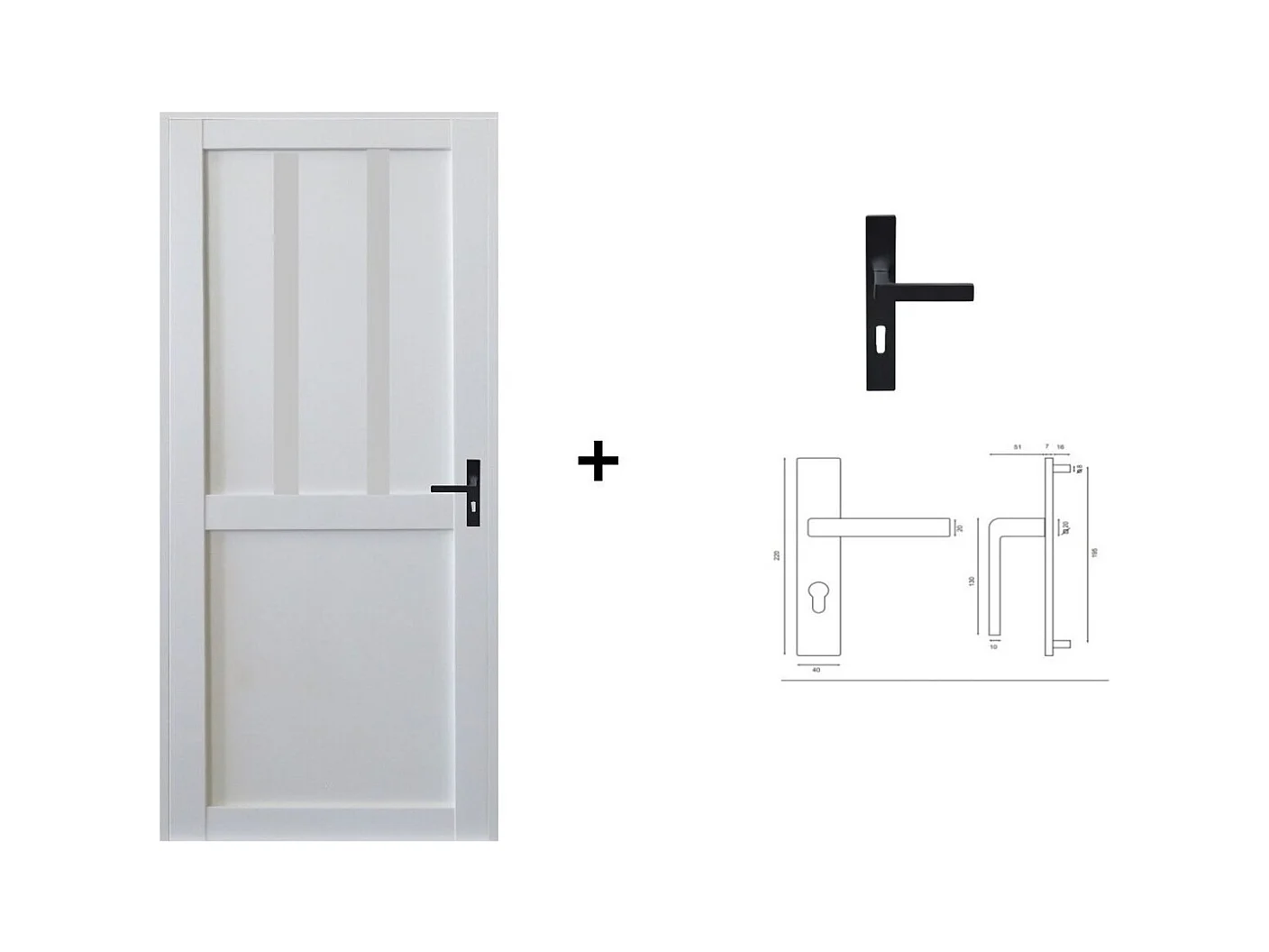 Bloc Porte Atelier 2 Panneaux Blanc H204 X L83 Poussant Gauche Cotes Tableau +poignee Gd Menuiseries