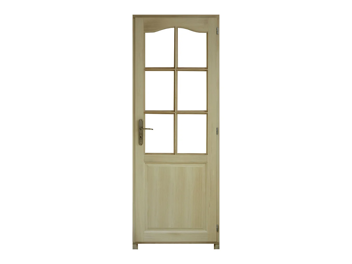 Bloc Porte Paulownia 6 Vitrages (non Fournis) H204 X L83 Poussant Gauche Cotes Tableau Gd Menuiseries