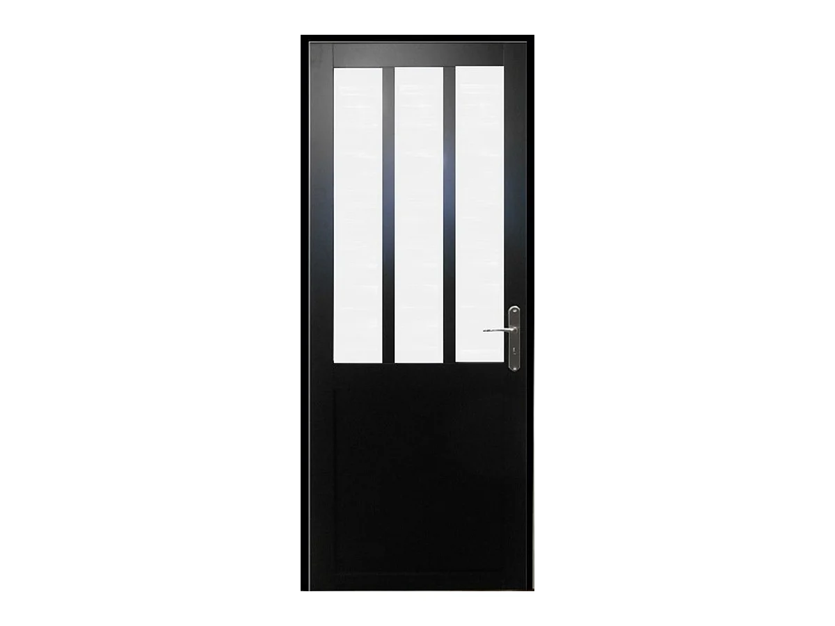 Gd Menuiseries Werkplaatsdeurblok Zwart Matglas H204 X L83 Links Duwend Afmetingen Tabel