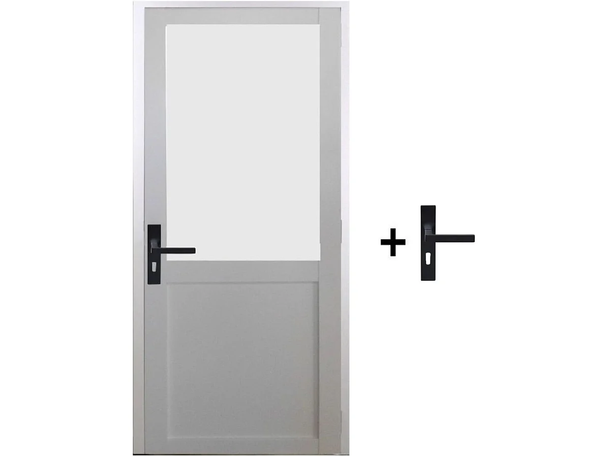 Bloque de puerta Athena BLANCO H204 x L83 Empujando las dimensiones de la mesa derecha + manija