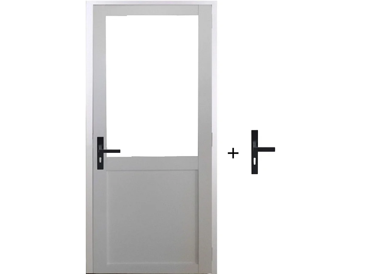 Blocco Porta Officina BIANCO senza montante H204 x L83 Spingendo a Destra Dimensioni Tavolo + Maniglia