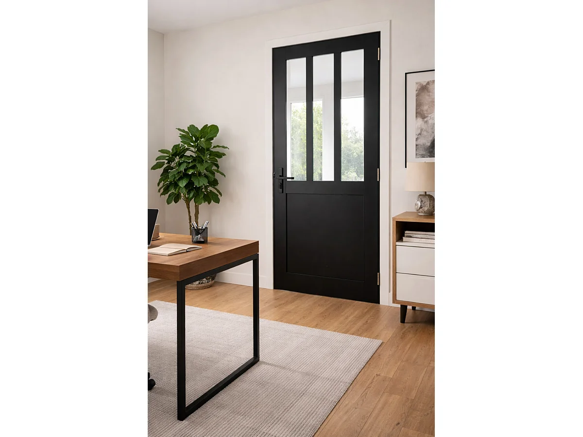 Blocco porta officina nero H204 x L73 Pannello di spinta sinistro Stecche + maniglia