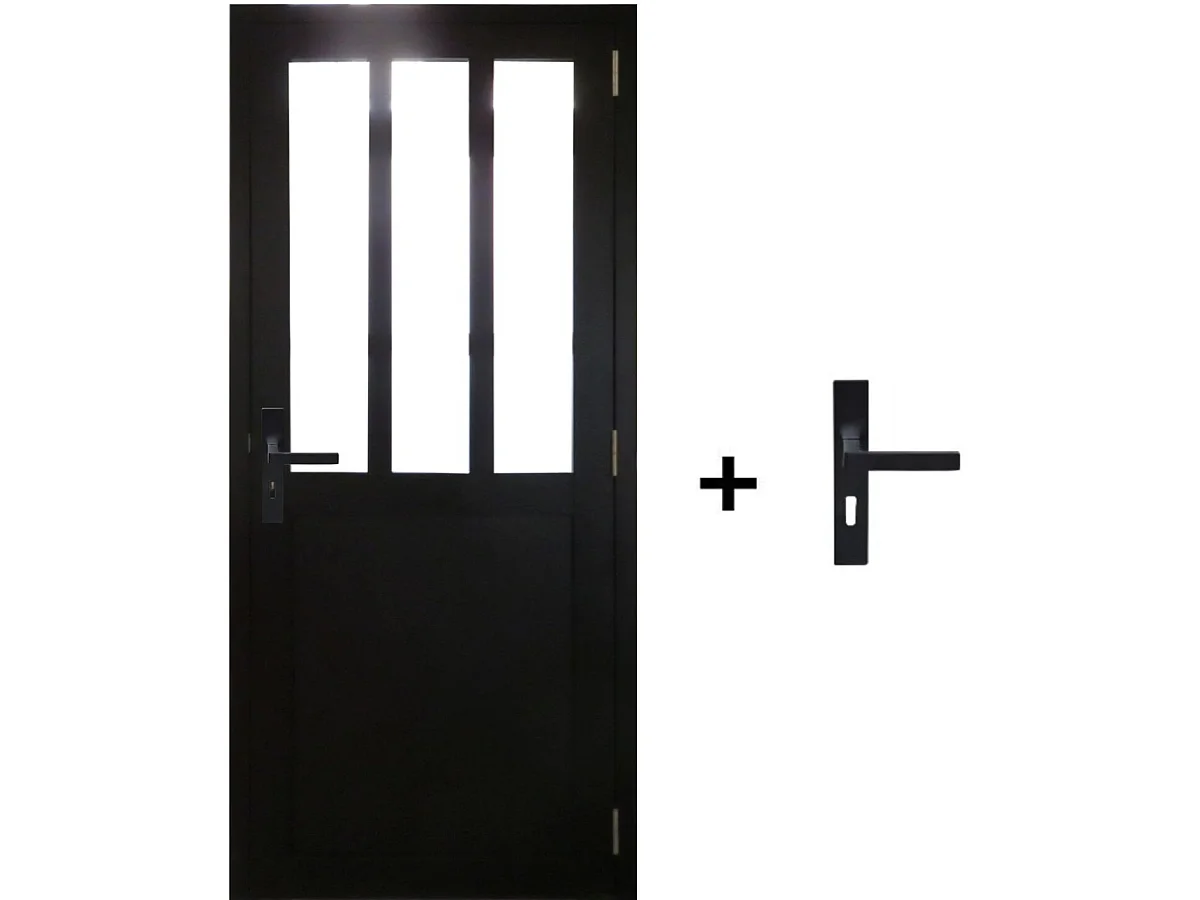 Blocco porta officina nero H204 x L73 Pannello di spinta sinistro Stecche + maniglia