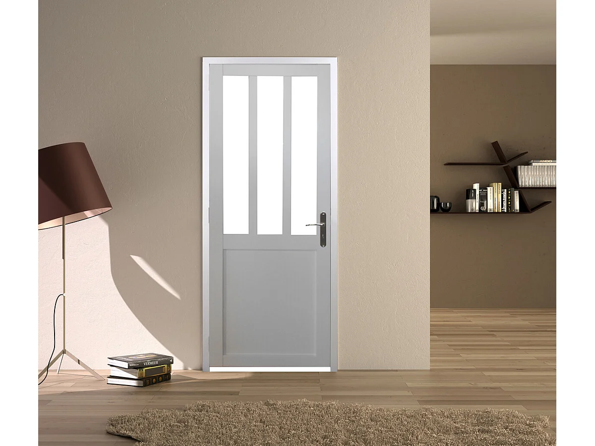 Bloc Porte Atelier Blanc Vitre Depoli H204 X L83 Poussant Gauche Cotes Tableau Gd Menuiseries