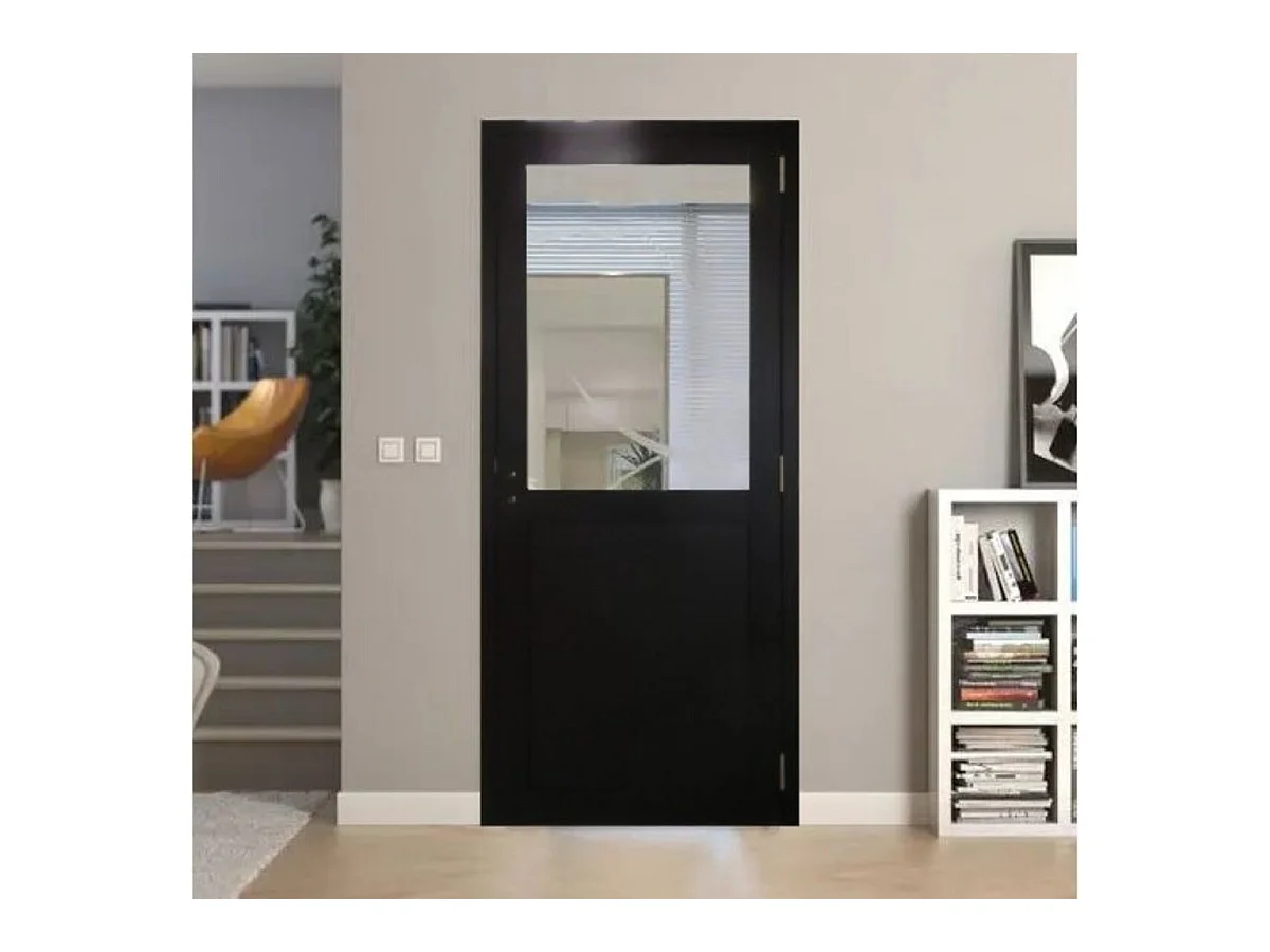 Gd Menuiseries Zwart Werkplaatsdeurblok Zonder Stijl H204 X L73 Links Duwend Afmetingen Tabel