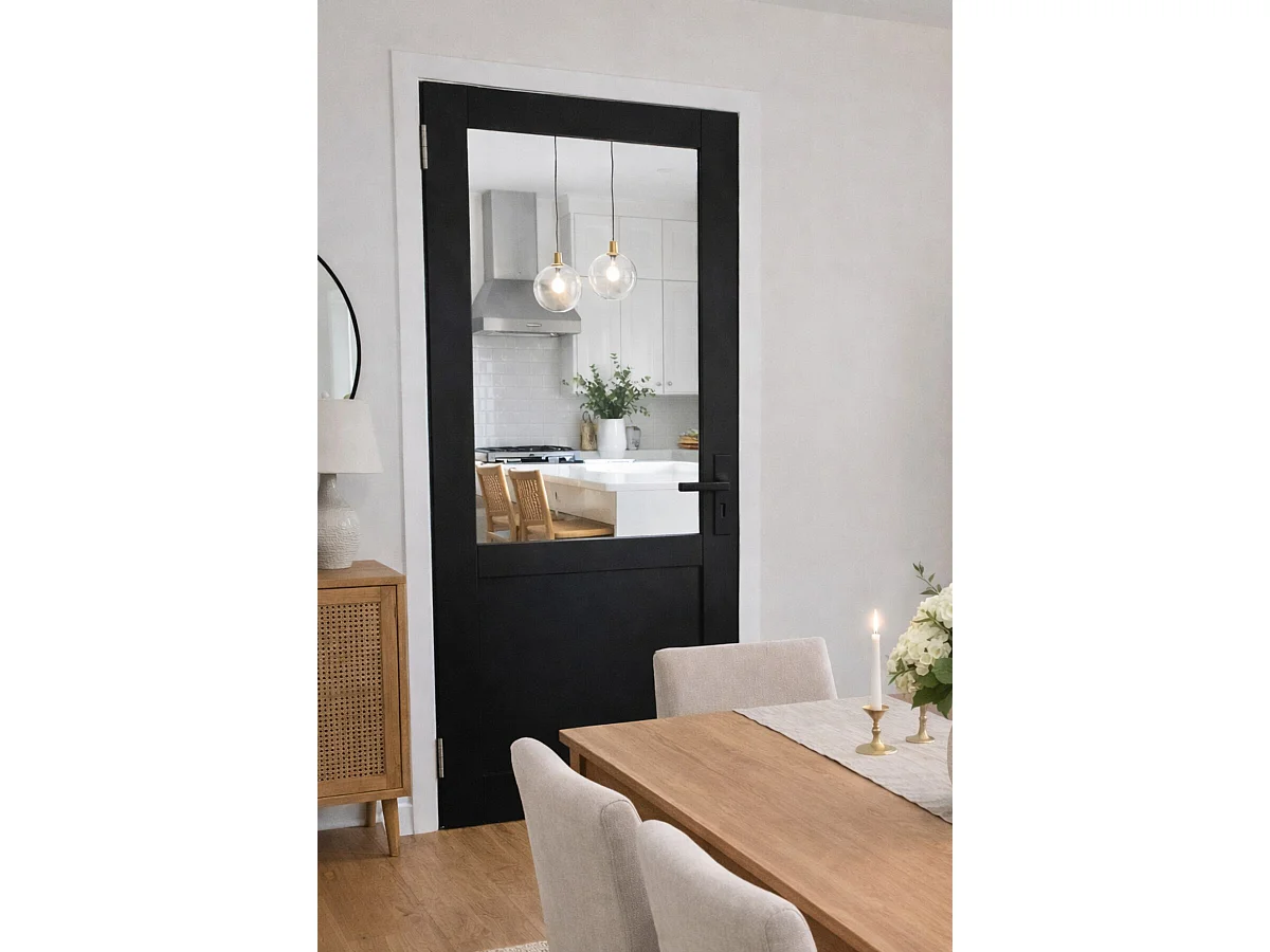 Gd Menuiseries Zwart Werkplaatsdeurblok Zonder Stijl H204XL73 Rechts DuwendAfmetingenTafel+Handgreep