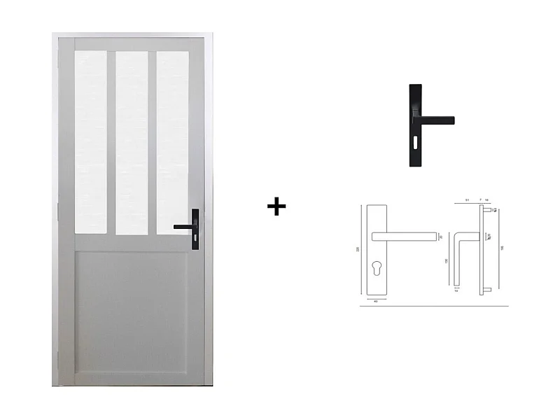 Bloc Porte Atelier Blanc Vitre Depoli H204 X L83 Poussant Gauche Cotes Tableau +poignee Gd Menuiseries