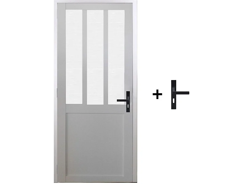 Bloc Porte Atelier Blanc Vitre Depoli H204 X L83 Poussant Gauche Cotes Tableau +poignee Gd Menuiseries