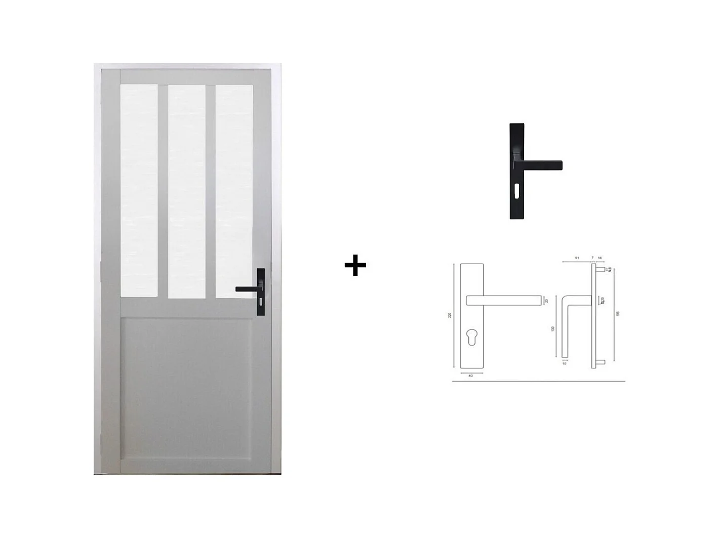 Bloc Porte Atelier Blanc Vitre Depoli H204 X L83 Poussant Gauche Cotes Tableau +poignee Gd Menuiseries