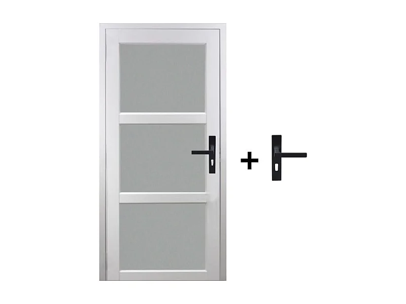 Bloc Porte Kenya Blanc Vitre H204 X L83 Poussant Gauche Cotes Tableau +poignee Gd Menuiseries