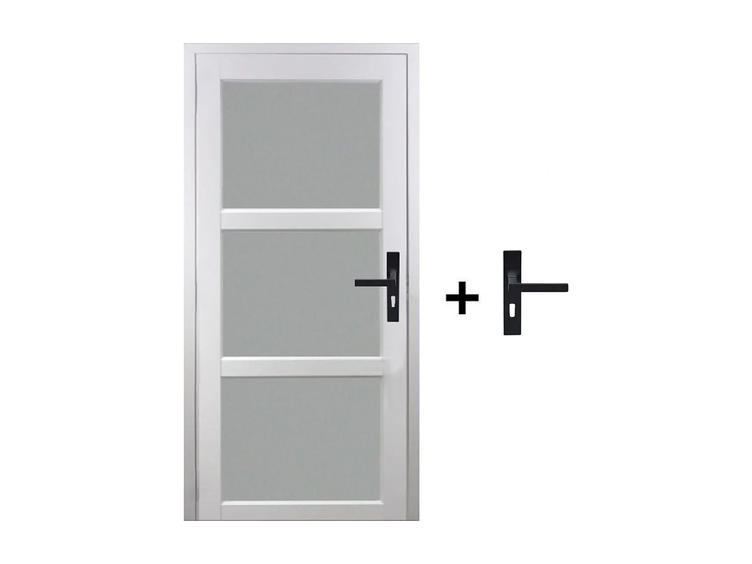 Blocco Porta Kenya Vetro Bianco H204 x L83 Pannello Ribs Spinta Sinistra + Maniglia