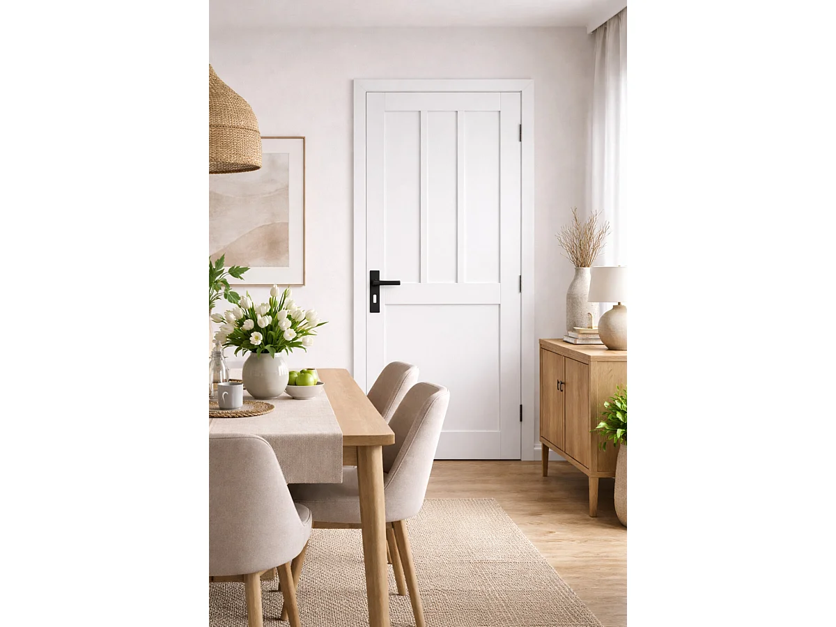 Blocco Porta Officina 2 Pannelli Bianco H204 x L73 Pannello Laterale Sinistro a Spinta + Maniglia