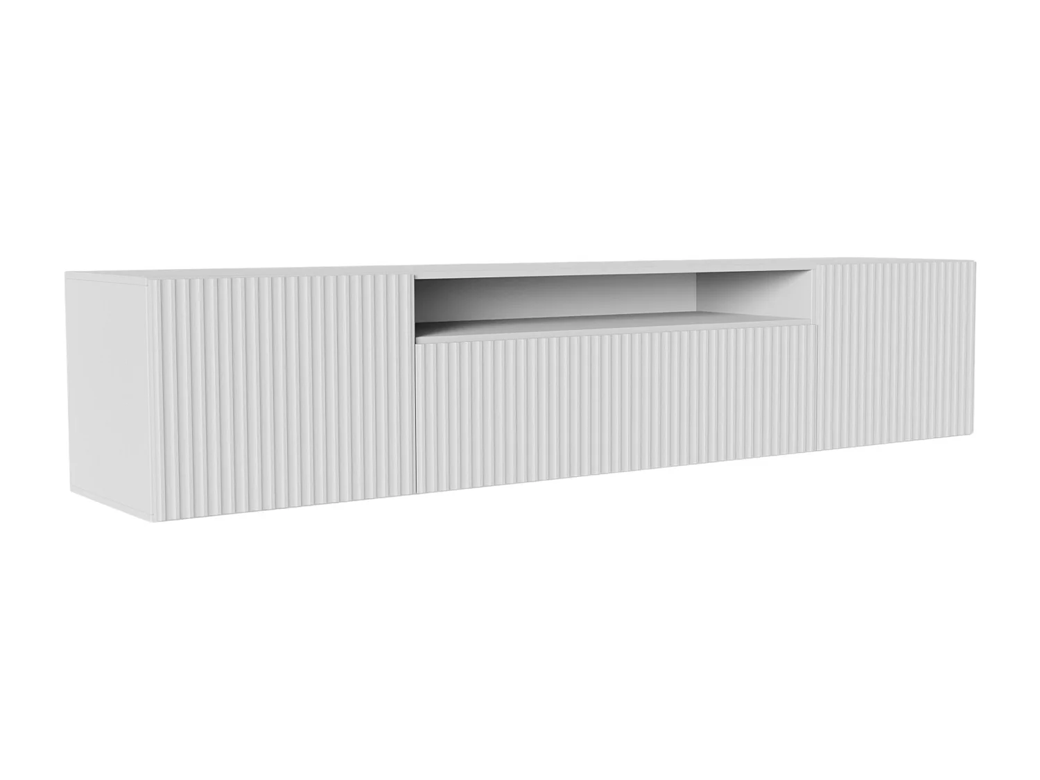 TV-Schrank Neo, Wohnwand, Lowboard, TV Ständer, Wohnwand, Wohnzimmer, TV Board, Fernseher, Highboard, Fernsehschrank, 200 cm, 3-türig, weiß