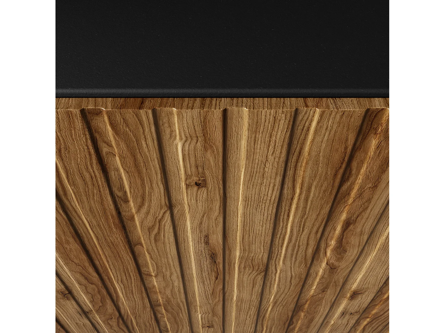 TV-Schrank Mio Fernsehschrank TV-Lowboard 200 cm vertikal gefräste Fronten modernes Design dreitürig Wohnzimmer Wandmontage (Farbe: schwarz, catania )