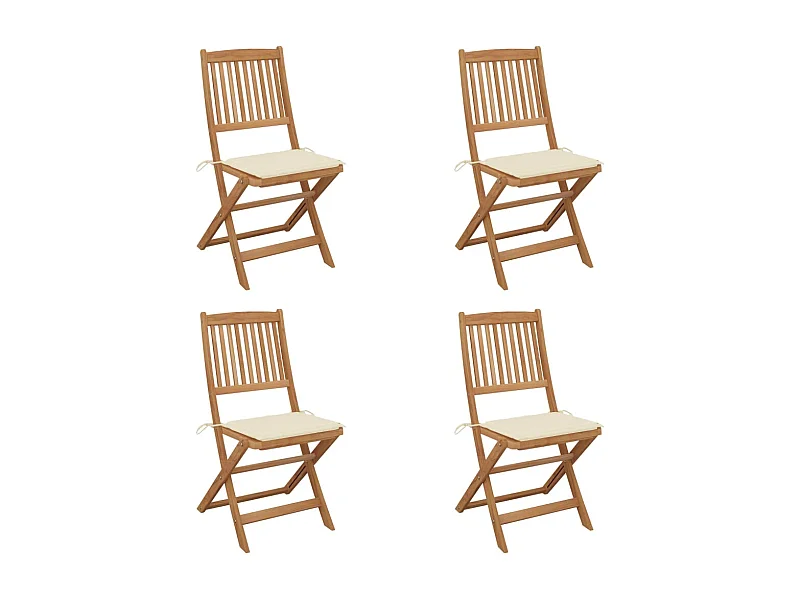 Chaises pliables de jardin 4 pcs avec coussins Bois d'acacia 47